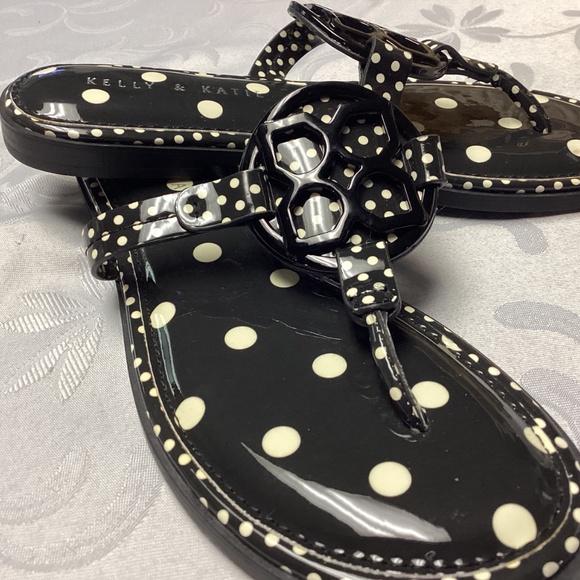 Kelly & Kate black &white sandals POLKA DOTS. SIZE 7/1/2 new - Picture 6 of 8